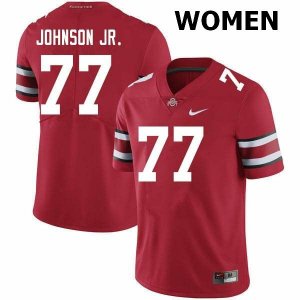 NCAA Ohio State Buckeyes Women's #77 Paris Johnson Jr. Scarlet Nike Football College Jersey FPC8345JA
